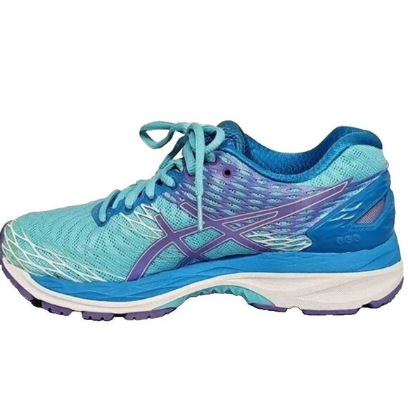 Excellent Condition ASICS GEL Nimbus 18 Womens 7 US 38 Medium Running Shoes Blue - Picture 9 of 12